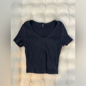 SHEIN navy crop top tight fit big neck